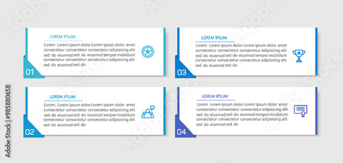 Business infographic design template with 4 options, steps or processes. Can be used for workflow layout, diagram, annual report, web design