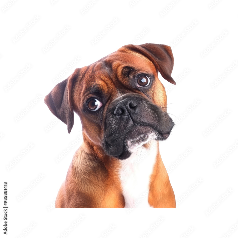 Adorable Boxer Puppy Looking at Camera with Curious Expression Adorable Boxer Puppy Looking at Camera with Curious Expression