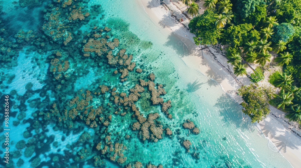 Aerial View of a Pristine Tropical Beach Aerial View of a Pristine Tropical Beach