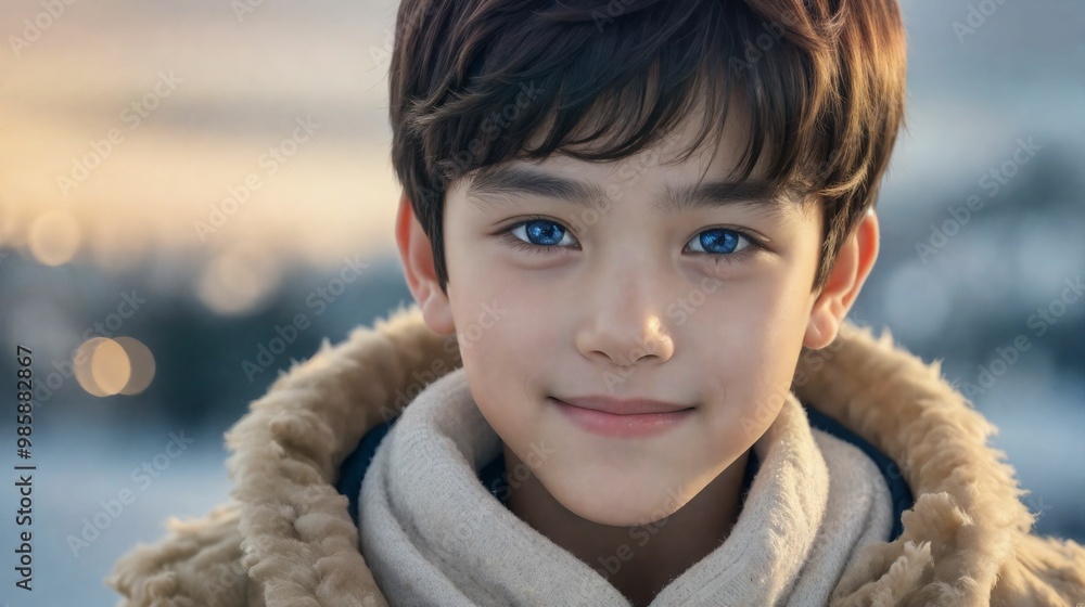 雪の中で微笑む男の子/Smiling boy in the snow 雪の中で微笑む男の子/Smiling boy in the snow