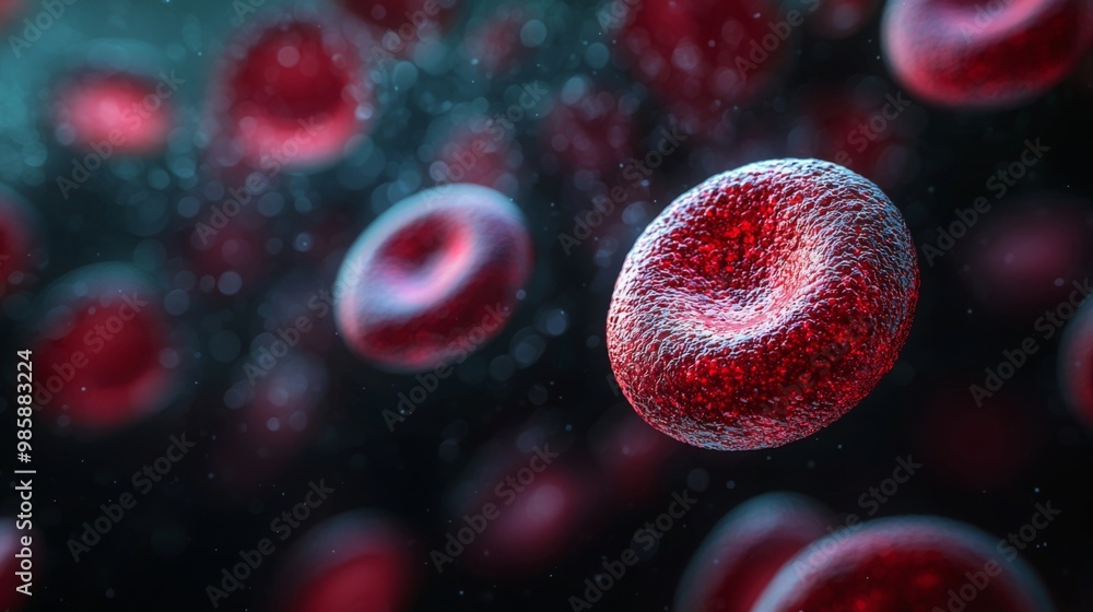 Red Blood Cells in Motion Against Dark Background Red Blood Cells in Motion Against Dark Background
