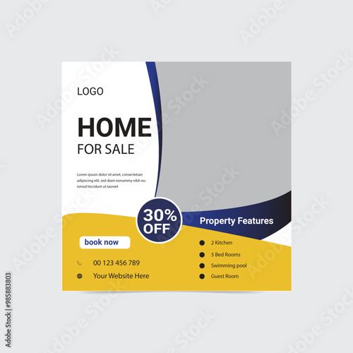 Real estate home sale social media post banner design template For digital marketing. with elegant, abstract, Business
