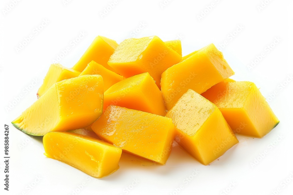 Pieces of fresh mango isolated on white Pieces of fresh mango isolated on white