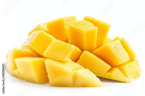 Pieces of fresh mango isolated on white