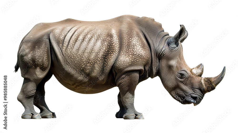 Fototapeta premium Black Rhino isolated on transparent background, png