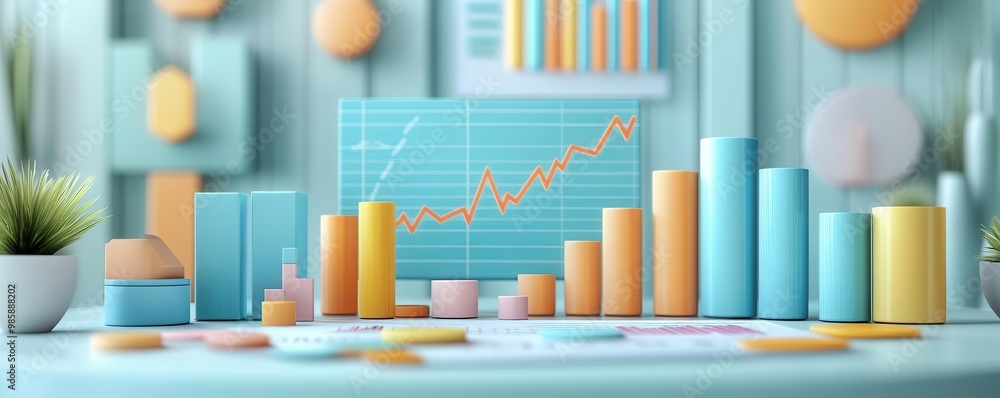 A colorful bar chart and graph display against a vibrant backdrop, symbolizing business growth and analytics. A colorful bar chart and graph display against a vibrant backdrop, symbolizing business growth and analytics.