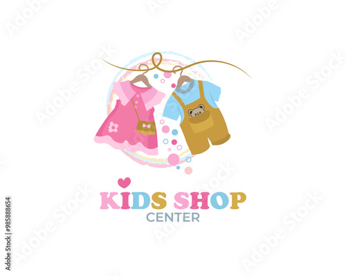 Kids clothes logo. Sign for children's shop ,boutique , and brand fashion kids logo design template symbol icon