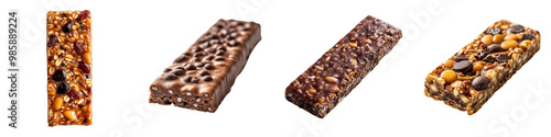 set of A protein bar texture visible, protein bar texture, protein bar visible, protein bar, protein bar texture visible, protein bar texture view, on a transparent backgrounds