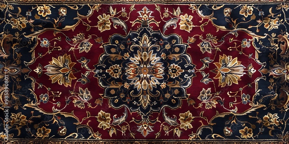 Ornate Persian rug pattern with rich intricate details in deep reds and golds perfect for luxury branding Ornate Persian rug pattern with rich intricate details in deep reds and golds perfect for luxury branding