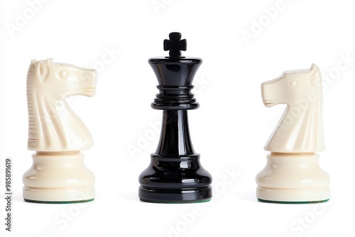 chess pieces on a chessboard on a white background.