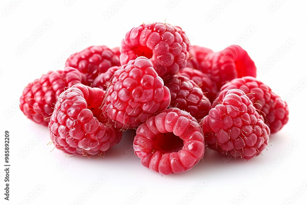 Pieces of fresh raspberry isolated on white Pieces of fresh raspberry isolated on white