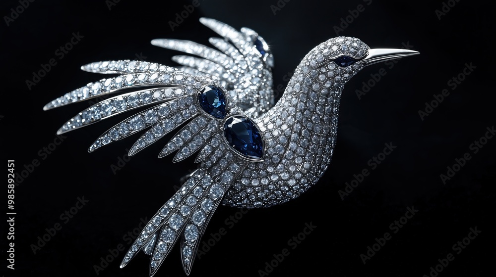 Obraz premium High jewelry brooch, Bird shape, Bird, Flat shape