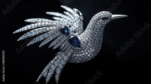 High jewelry brooch, Bird shape, Bird, Flat shape photo