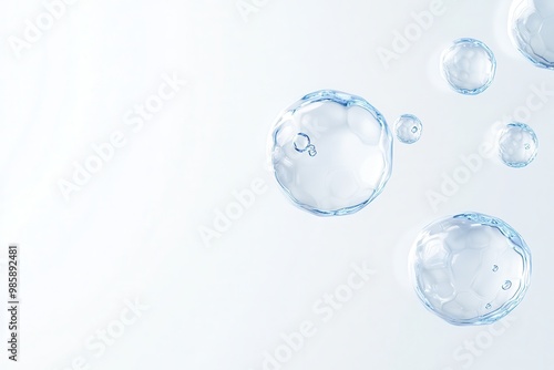 Wallpaper Mural Close-up of three blue water molecule cells floating in the air, abstract background Torontodigital.ca