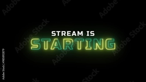 Stream is starting neon glitch animation opener video