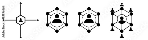 Stakeholder editable stroke and solid web icon set. Vector illustration