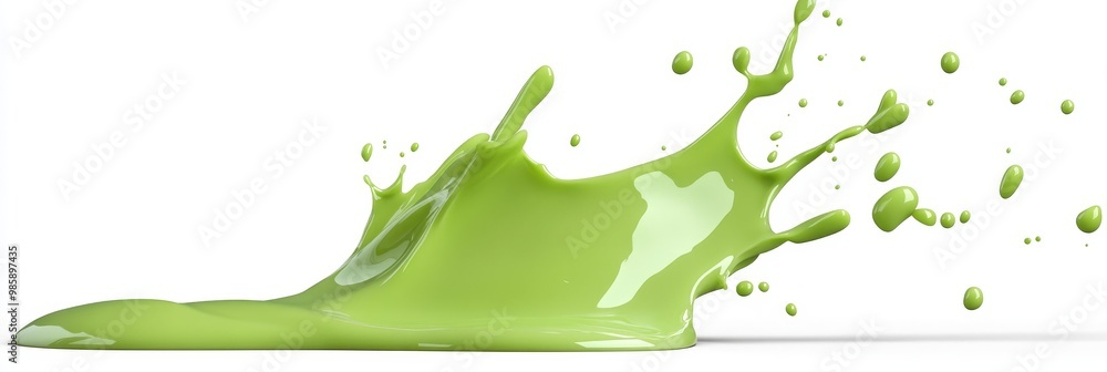 A vibrant green slime splatters across a clean white background, creating a dynamic and messy visual. The splat resembles a wave, energy, growth, and a messy explosion. A vibrant green slime splatters across a clean white background, creating a dynamic and messy visual. The splat resembles a wave, energy, growth, and a messy explosion.