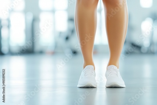 Fitness, legs and stretching with woman on floor of gym for health, wellness or workout.