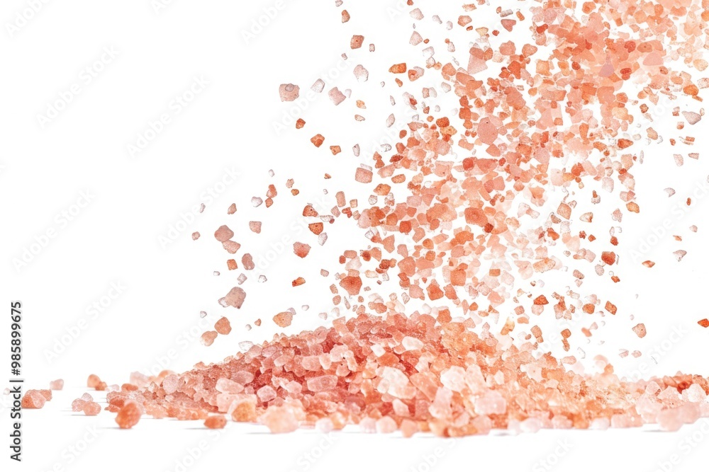 A pile of crushed rocks on a flat white surface A pile of crushed rocks on a flat white surface