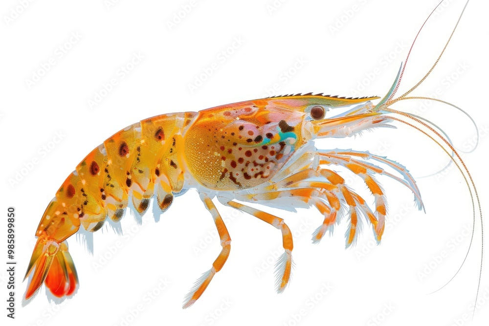 custom made wallpaper toronto digitalA single shrimp photographed in high detail on a plain white surface, ideal for scientific or educational uses