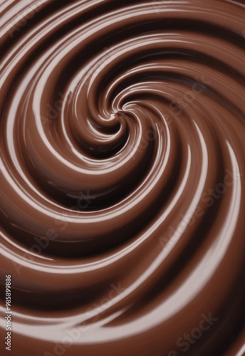 Top view of liquid chocolate swirl, texture, 