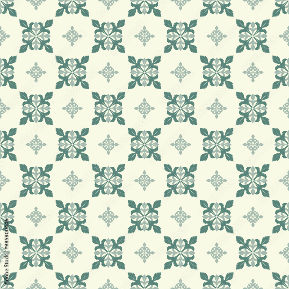 Seamless pattern with flowers green tone decoration Vector. Seamless pattern with flowers green tone decoration Vector.
