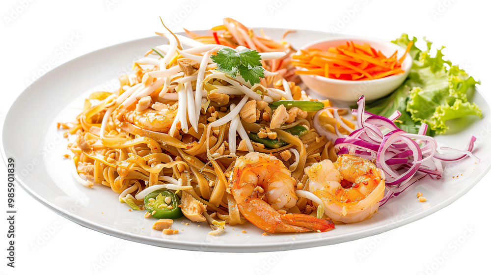 Pad thai food isolated on transparent background, png Pad thai food isolated on transparent background, png