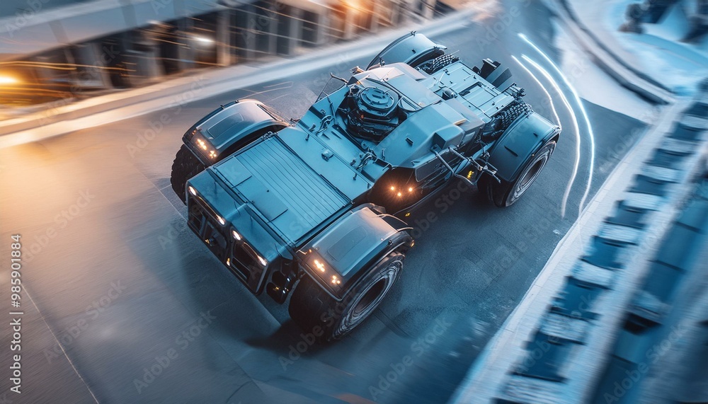 Obraz premium Futuristic cyberpunk heavy duty car with big wheels