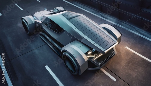 Wallpaper Mural Futuristic cyberpunk heavy duty car with big wheels Torontodigital.ca