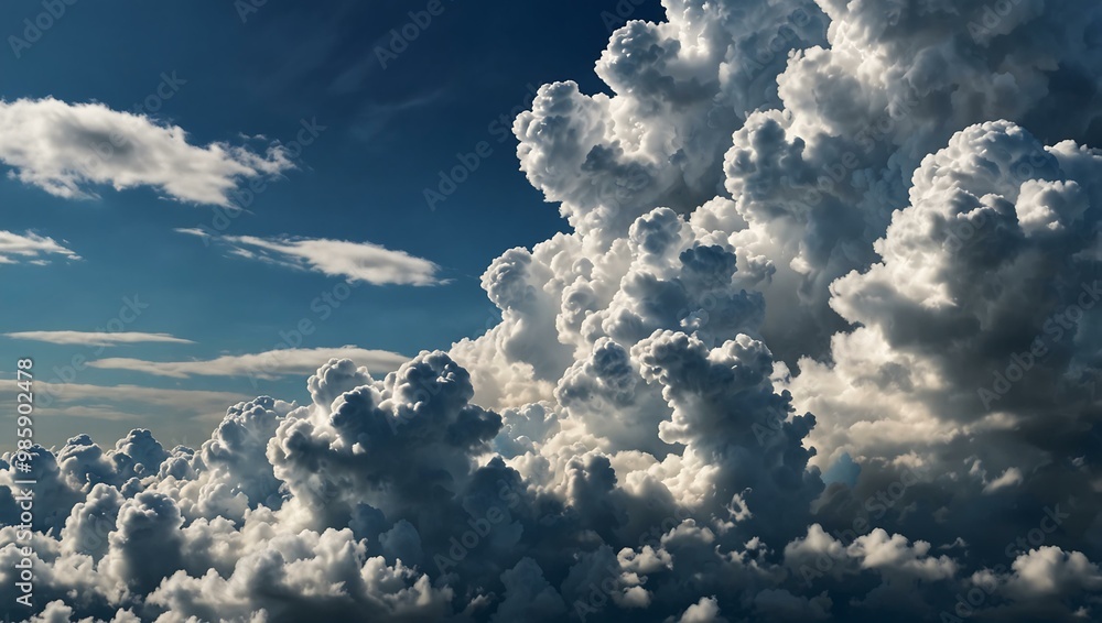 Blue sky with fluffy clouds, perfect for environmental themes. Blue sky with fluffy clouds, perfect for environmental themes.