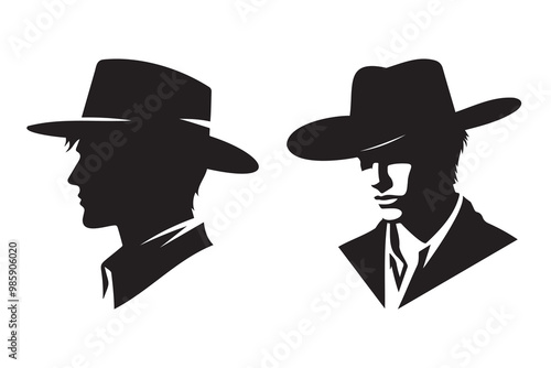 Silhouette man in hat