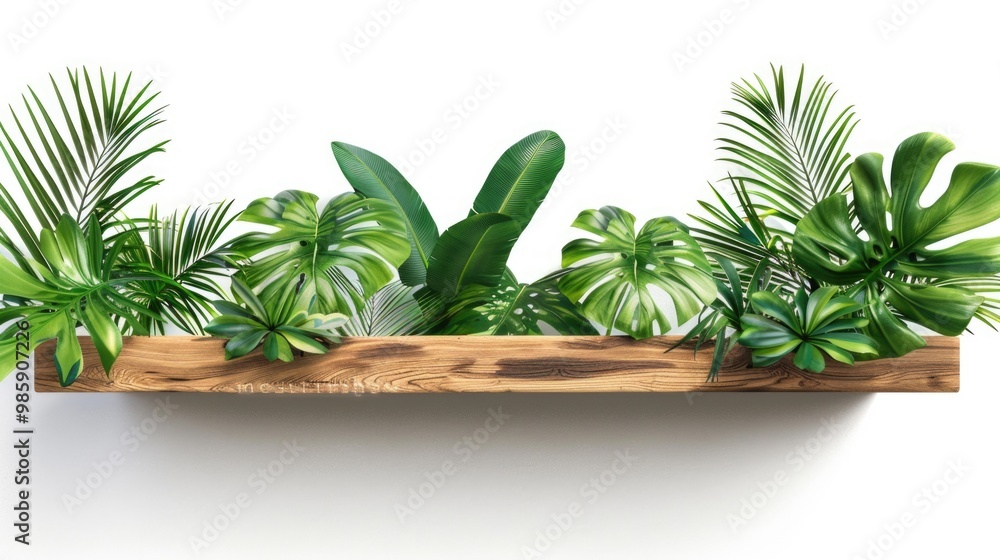 A wooden planter filled with lush green plants, perfect for indoor or outdoor use A wooden planter filled with lush green plants, perfect for indoor or outdoor use