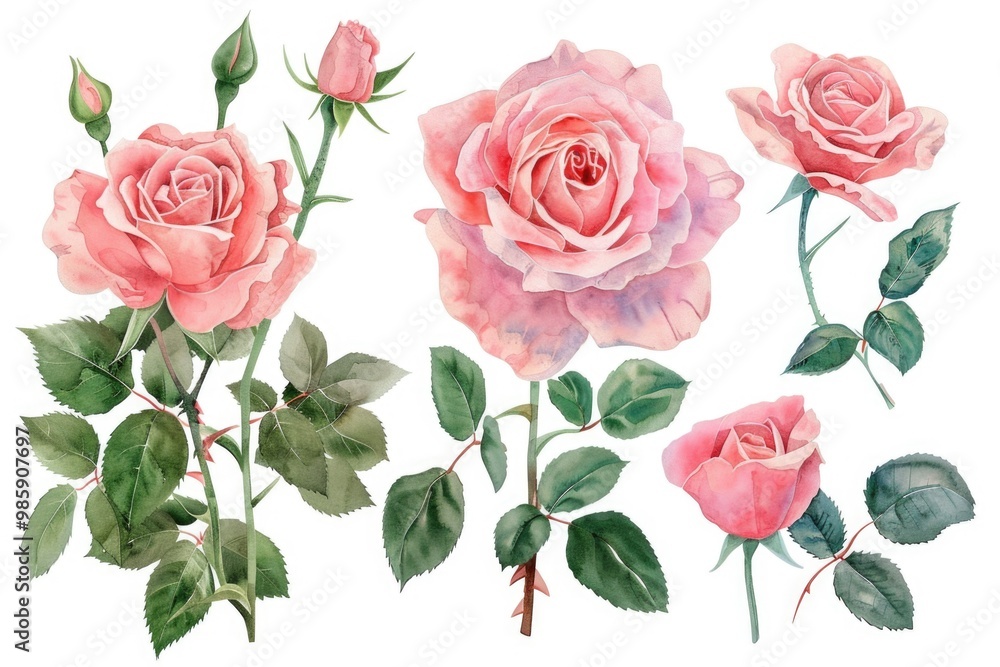A close-up view of a bouquet of pink roses with green leaves, ideal for romantic or floral-themed contexts A close-up view of a bouquet of pink roses with green leaves, ideal for romantic or floral-themed contexts
