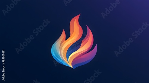 Abstract flame icon with gradients