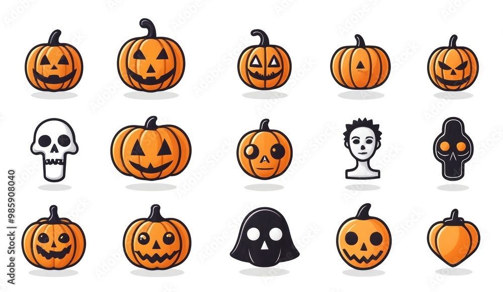 illustration of a set of halloween icon illustration of a set of halloween icon