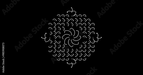 Indian Traditional pulli Kolam motion graphics on transparent background for pongal, diwali and Cultural festivals