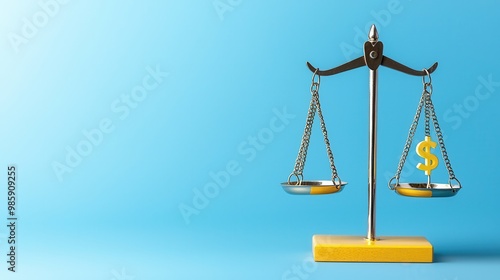 Wallpaper Mural Financial Balance Concept with Scale, Dollar and Debt Icons - Minimalist Symbol of Assets vs. Liabilities with Copy Space Torontodigital.ca