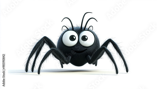 cute spider cartoon character with isolated background generated by AI