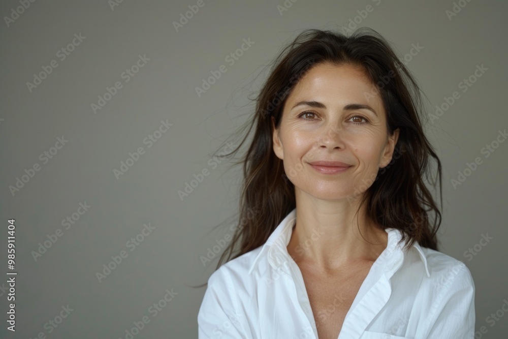 A person in a white shirt gazing directly into the camera, simple and straightforward A person in a white shirt gazing directly into the camera, simple and straightforward