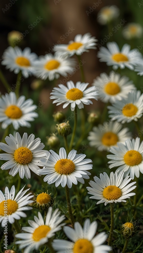 Chamomile flowers border, a beautiful nature scene. Chamomile flowers border, a beautiful nature scene.