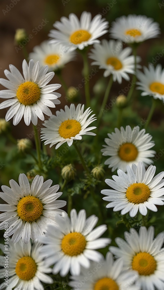 Chamomile flowers border, a beautiful nature scene. Chamomile flowers border, a beautiful nature scene.