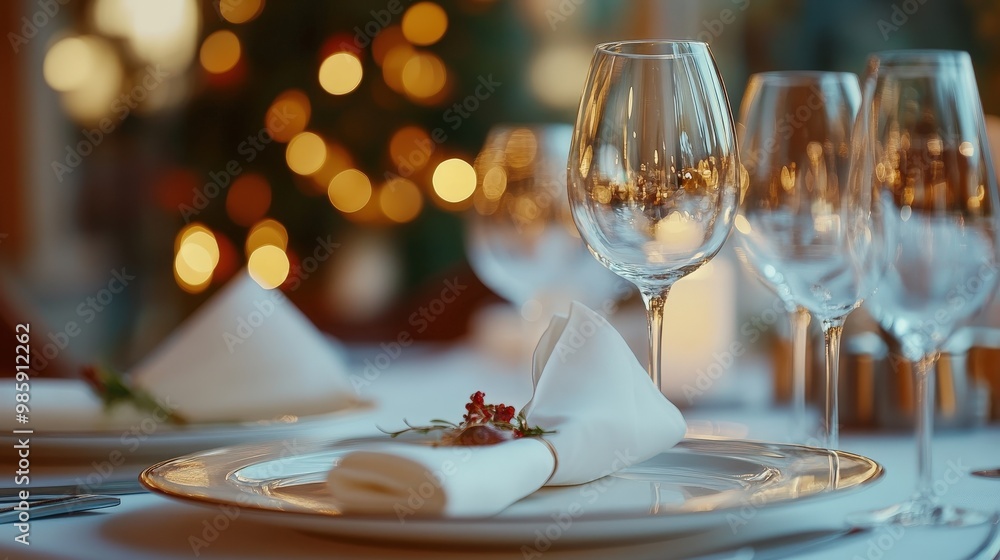 Exquisite White Napkin on Elegant Table Setting Exquisite White Napkin on Elegant Table Setting