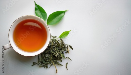 Cup of green tea isolated on white. generative Image