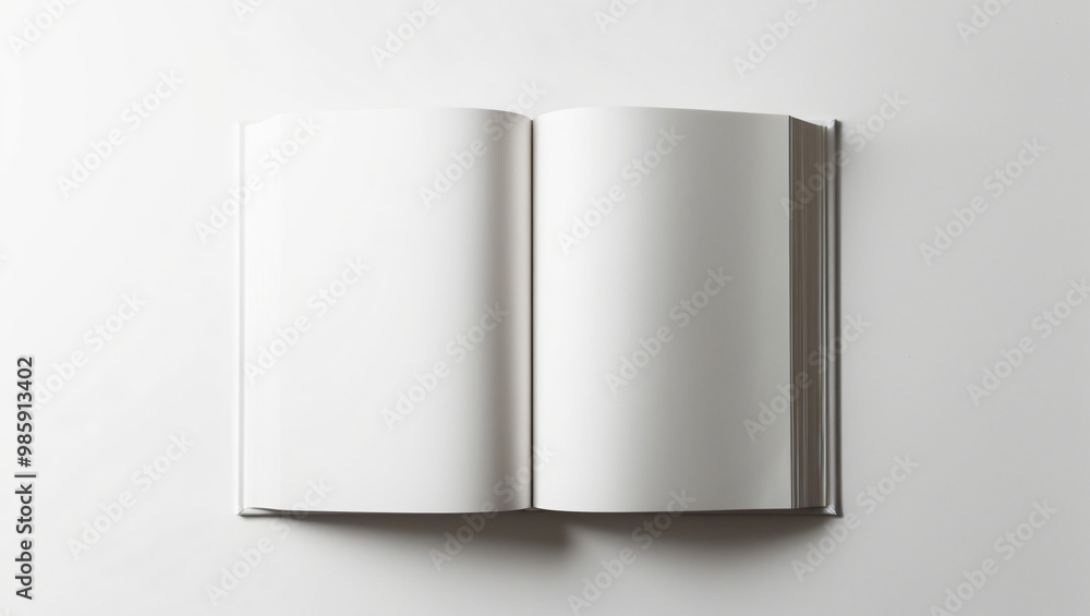 Open book - Close-up of printed single opened empty blank book, isolated on white background Open book - Close-up of printed single opened empty blank book, isolated on white background