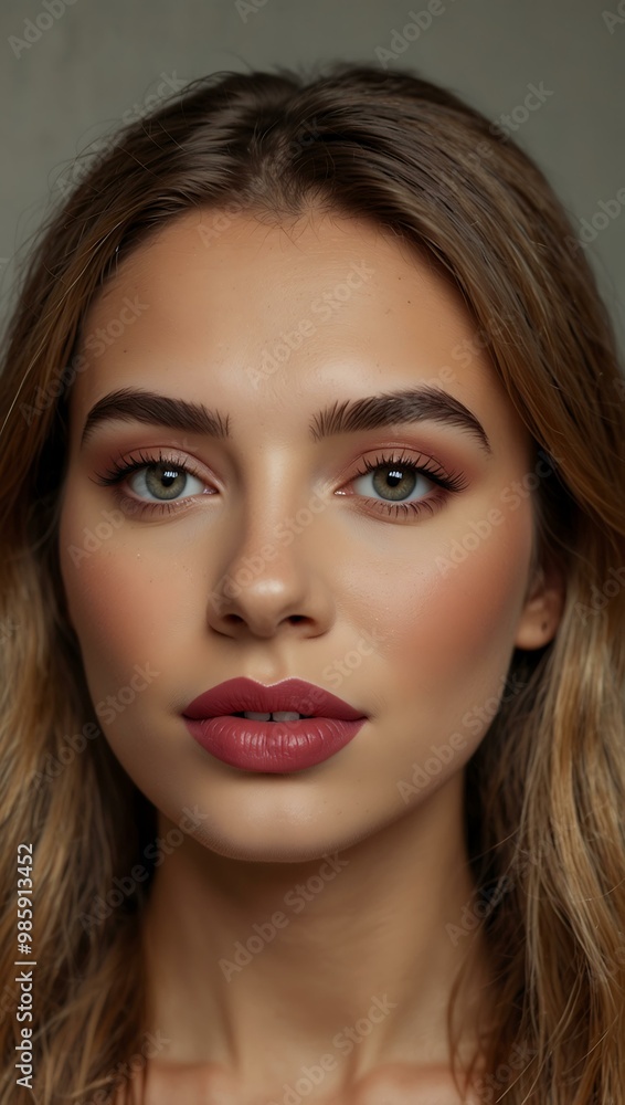Cheerful woman films beauty tutorial with liquid lipstick. Cheerful woman films beauty tutorial with liquid lipstick.