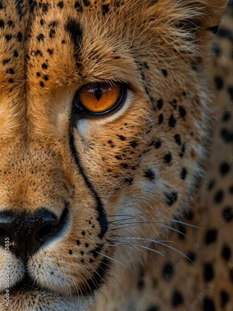 Cheetah close-up showcasing its intense gaze. Cheetah close-up showcasing its intense gaze.