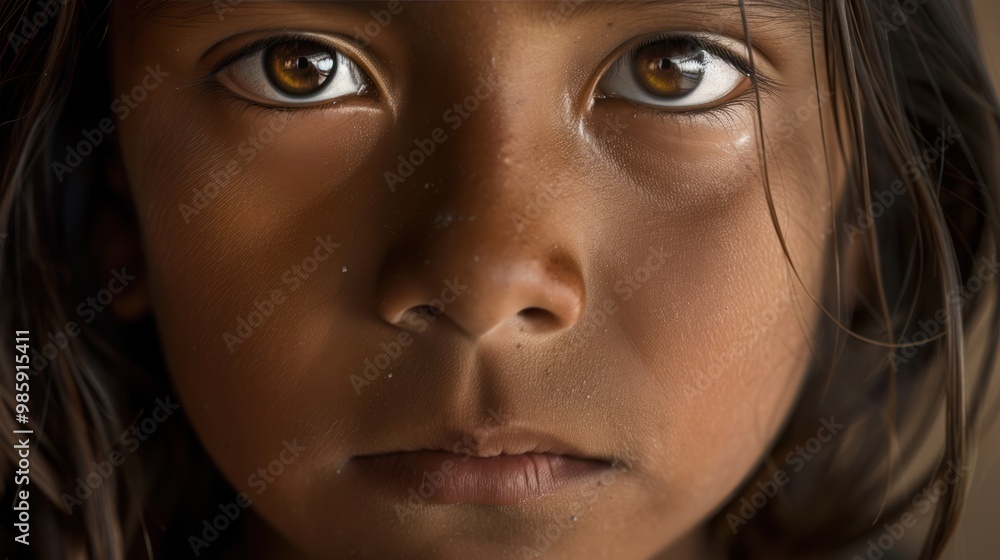 Close-up portrait of a young girl with brown eyes Close-up portrait of a young girl with brown eyes