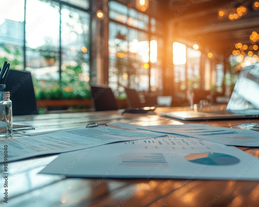 Business negotiation at a formal table with documents and laptops, serious setting, close-up, soft lighting Business negotiation at a formal table with documents and laptops, serious setting, close-up, soft lighting