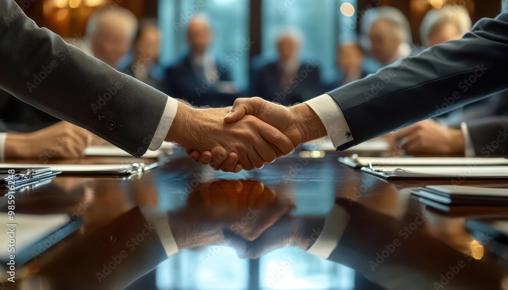 Business partnership agreement signing with executives at a formal table, close-up, sharp focus, high detail Business partnership agreement signing with executives at a formal table, close-up, sharp focus, high detail