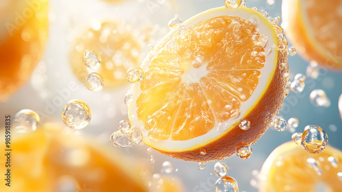 Vitamin C for immune health/ A visual of vitamin C molecules boosting immune cell function photo